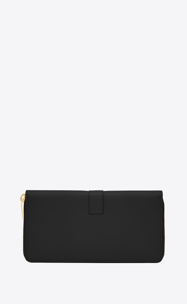 YSL フルジップウォレット(ブラック/レザー)